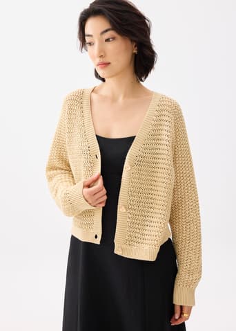 Relaxed V-neck Knit Cardigan