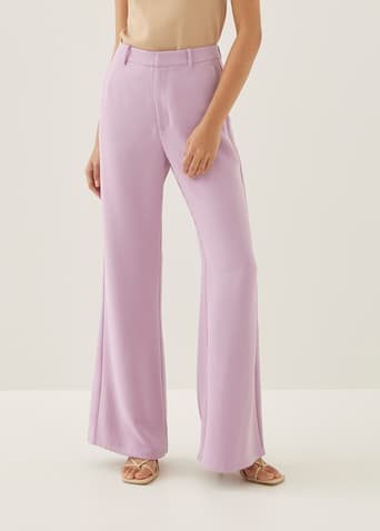 Women Purple Trousers / High Waist Wide Leg Pants / Formal Trousers /  Casual Flared Violet Trousers / Fashion Pants With Belt 8 Colors 