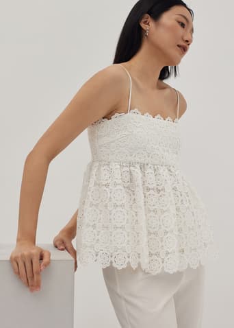 Jaclyn Lace Scallop Peplum Camisole