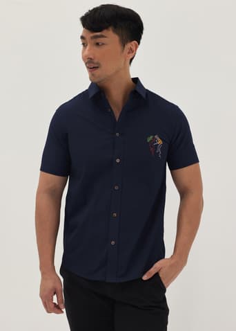 Austyn Unisex Embroidered Poplin Shirt in Humble Abode