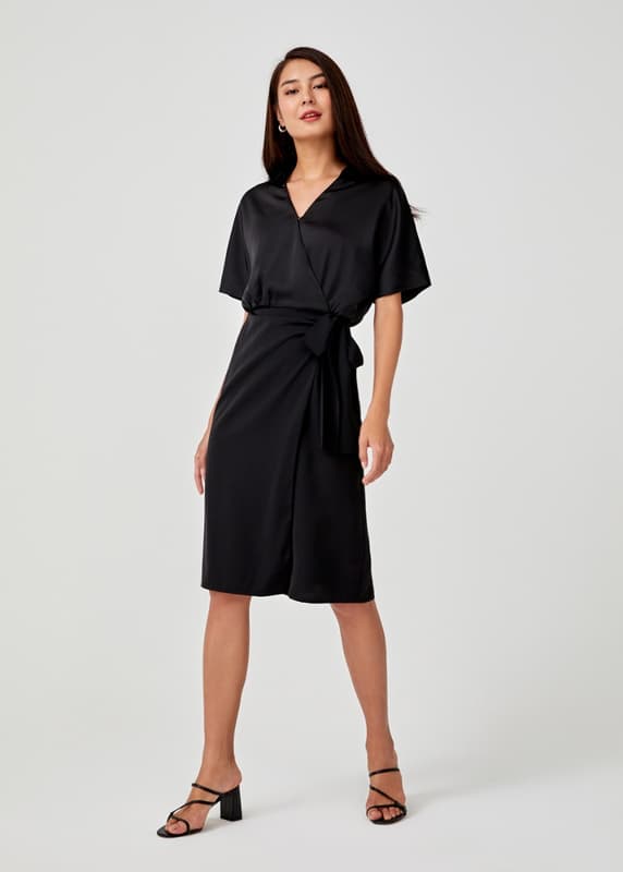 Buy Elaise Satin Wrap Dress @ Love, Bonito Singapore | Shop Women's ...