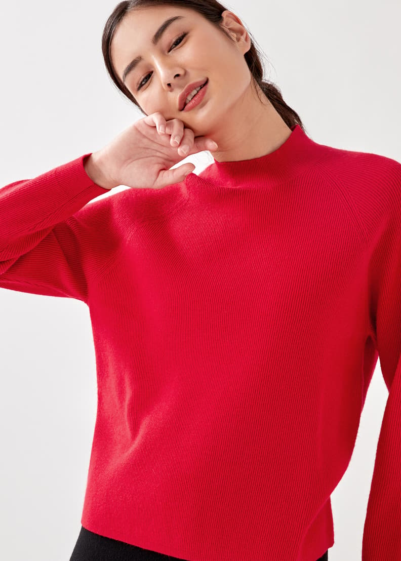 Red jumper sale with pearls