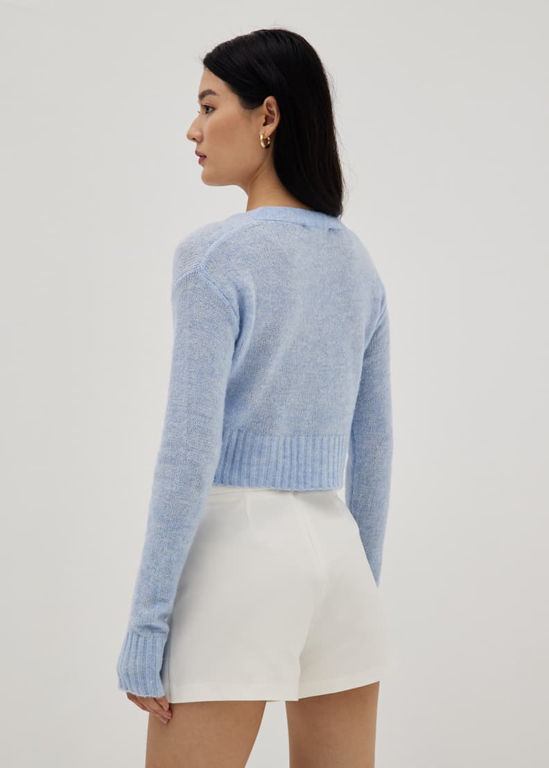 Fall Feels Blue Cropped Sweater