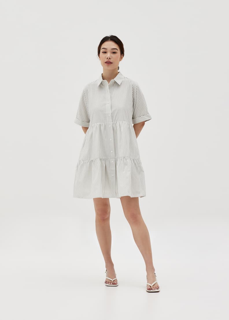 Elisia Tiered Mini Shirt Dress
