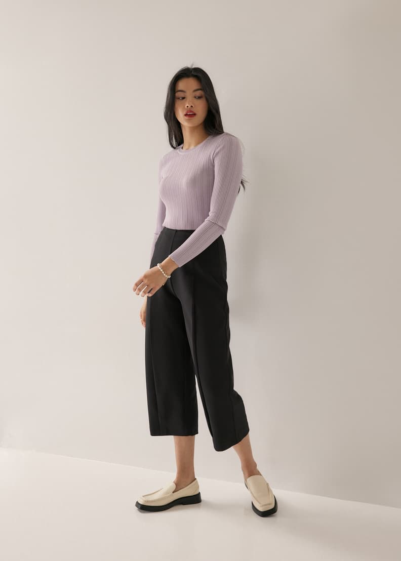 Soft Tailored Pleat Panelled Wide Leg Pants