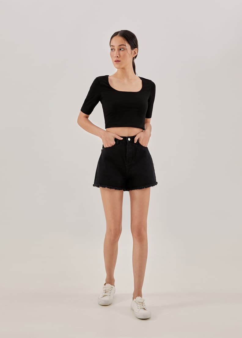 Buy Corey Scoop Neck Crop Sleeve Top @ Love, Bonito Singapore, Shop  Women's Fashion Online