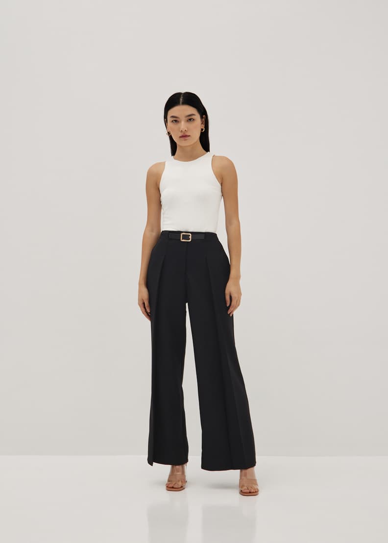 Buy Nina Belted Pleated Trousers @ Love, Bonito Singapore | Shop Women ...
