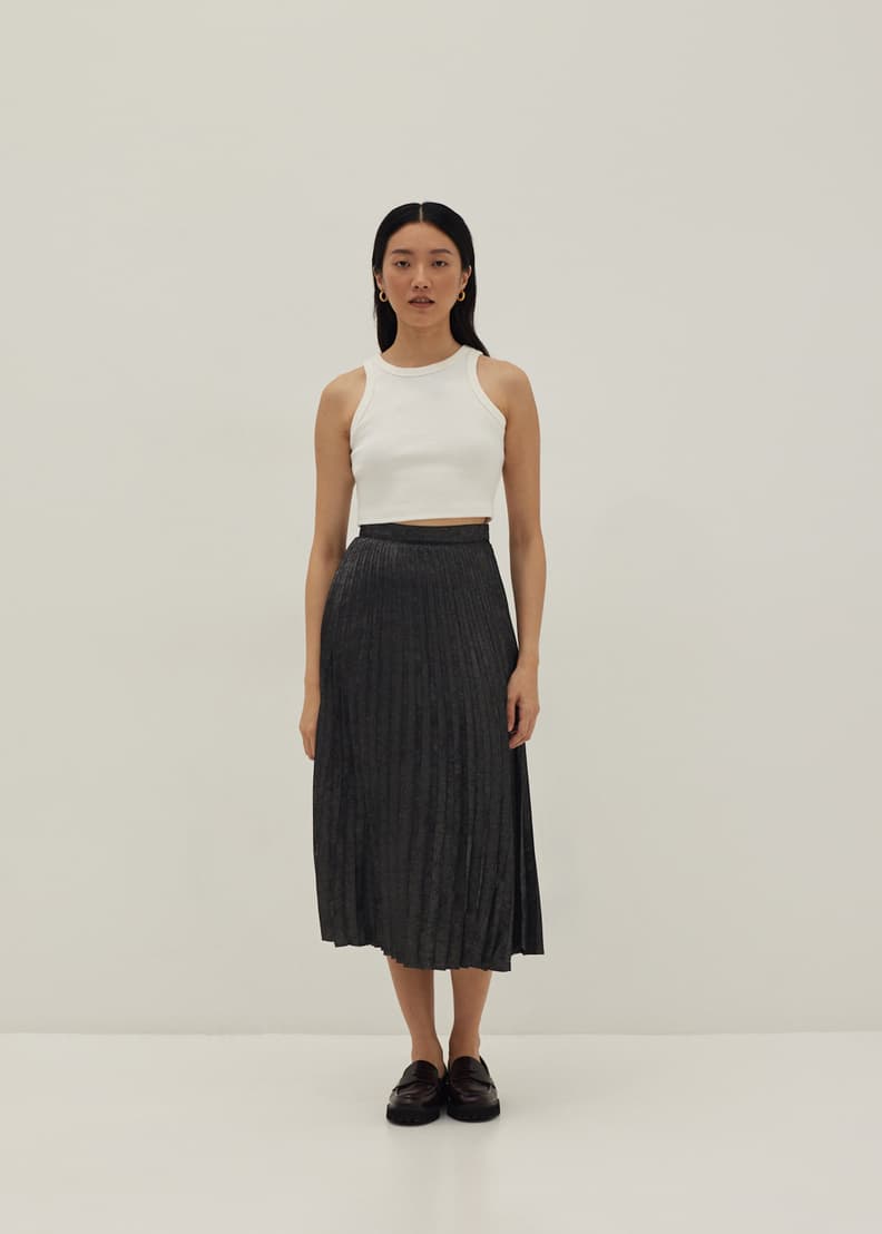 Metallic discount flare skirt