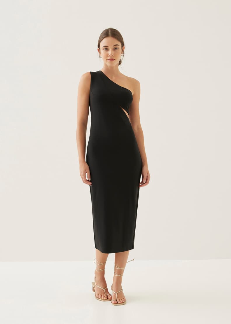 Asymmetric clearance midi dress