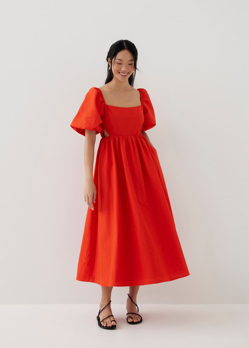 Alai Puff Sleeve Fit & Flare Midaxi Dress