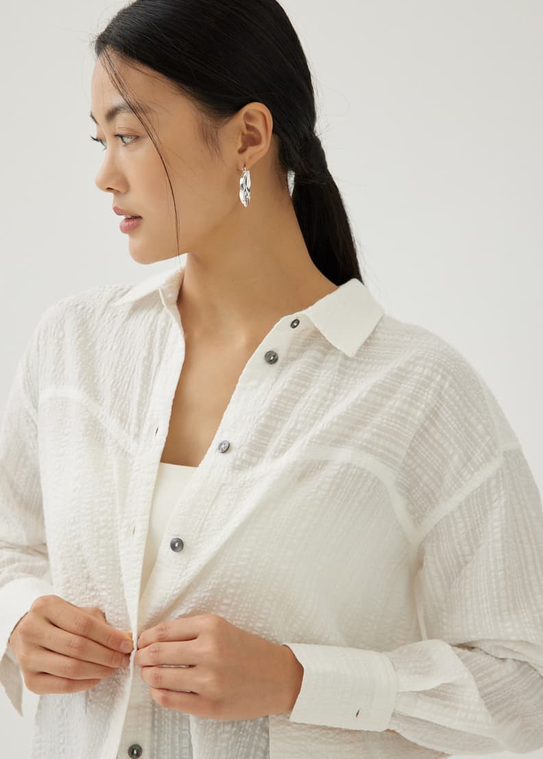 TEXTURED COTTON SHIRT - White