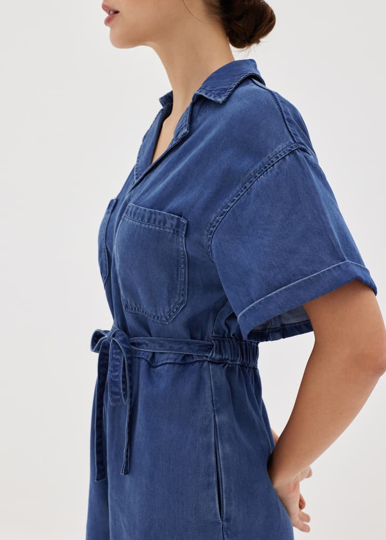 Julane Elastic Denim Romper