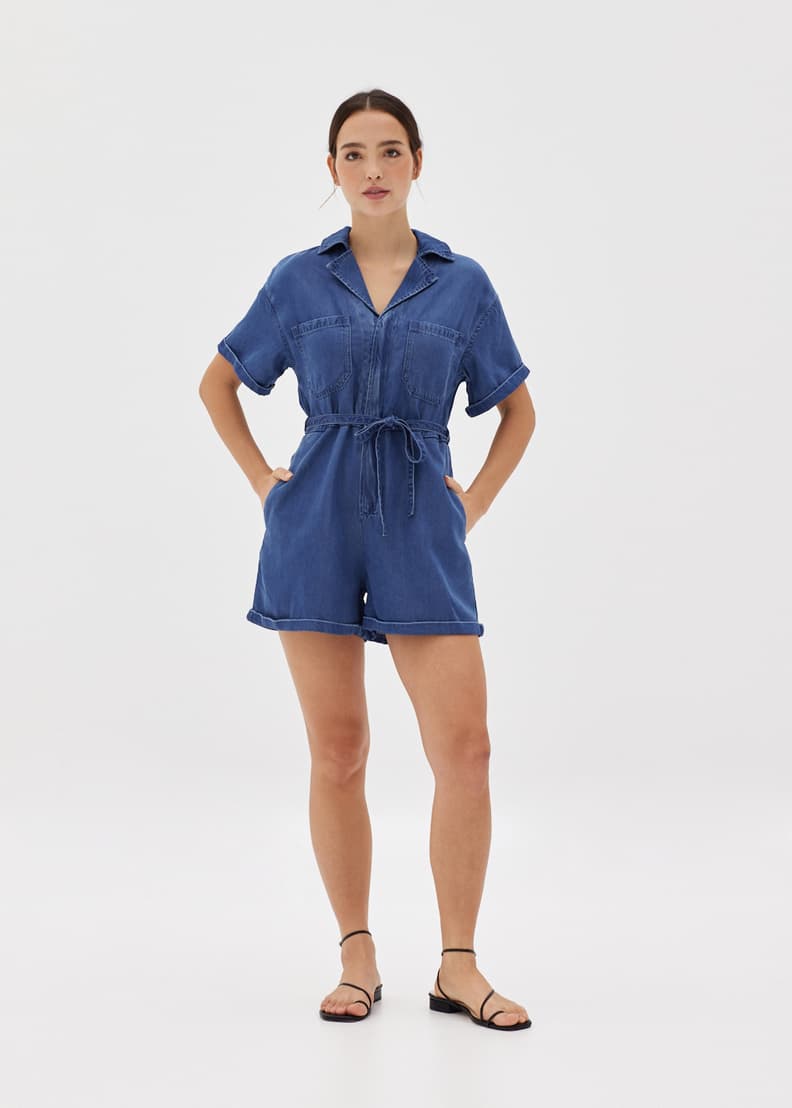 Julane Elastic Denim Romper